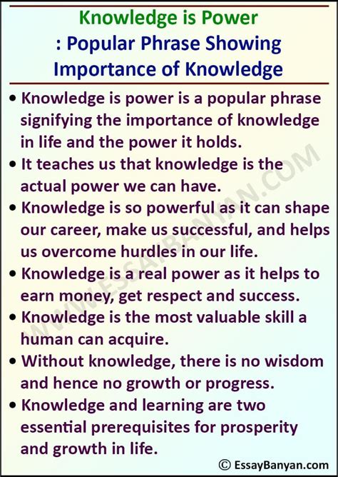 knowledge is power essay for school children PDF