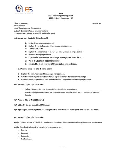 knowledge management exam questions and answers Epub