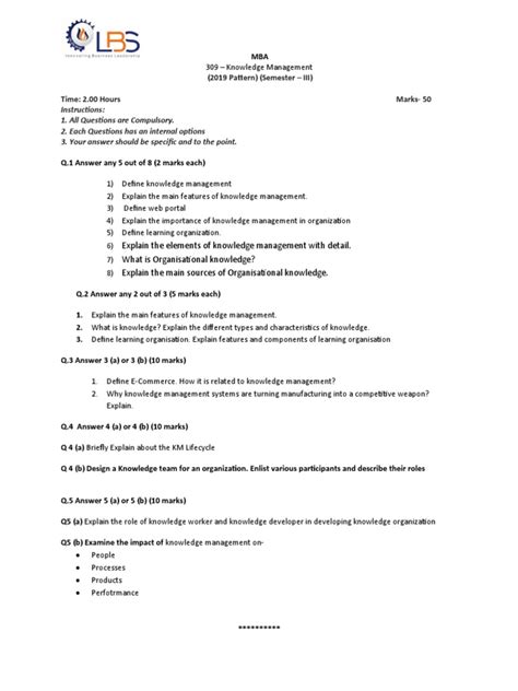 knowledge management exam questions and answers Epub