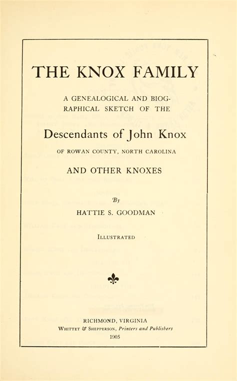 knox family genealogical biographical descendants PDF