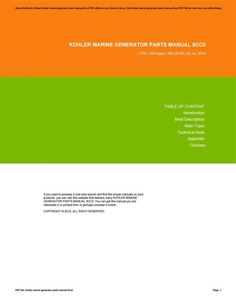 kohler marine generator parts manual 8cc0 Epub