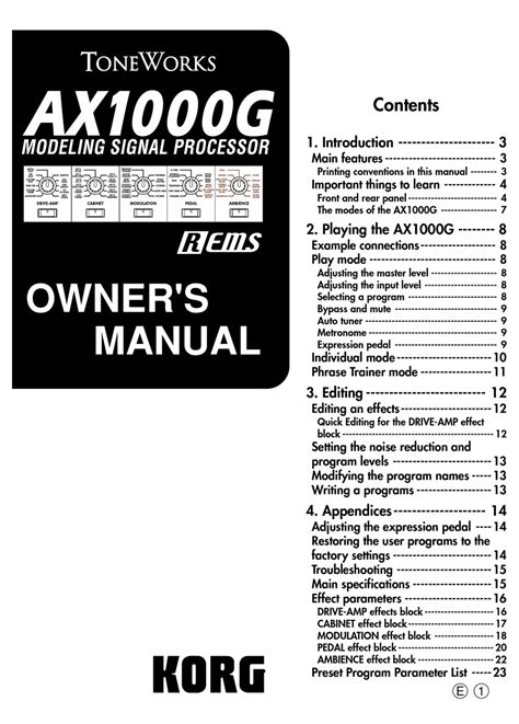 korg toneworks ax1000g user manual Kindle Editon