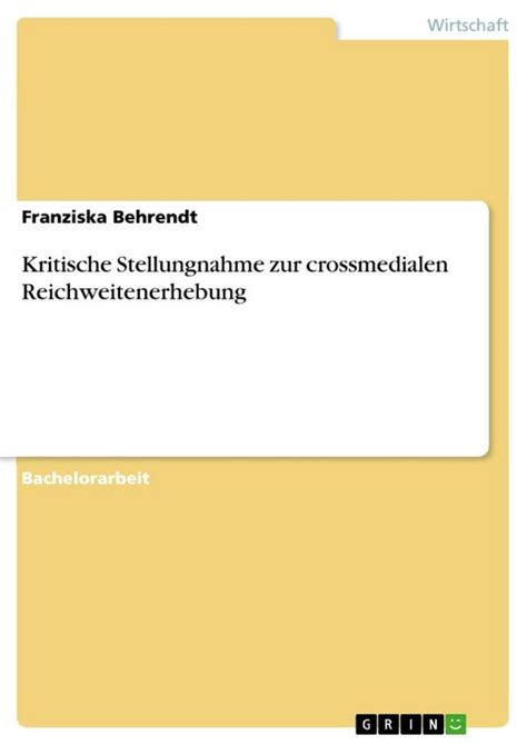 kritische stellungnahme crossmedialen reichweitenerhebung german Kindle Editon