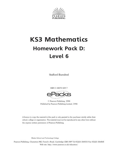 ks3 mathematics homework pack answers Reader