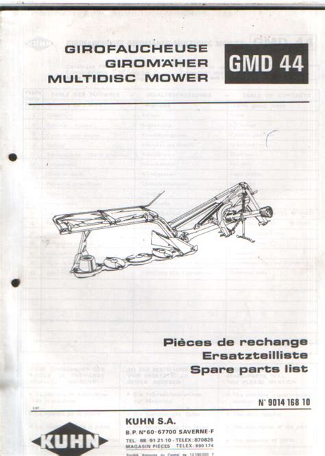 kuhn 44 disc mower parts manual pdf PDF
