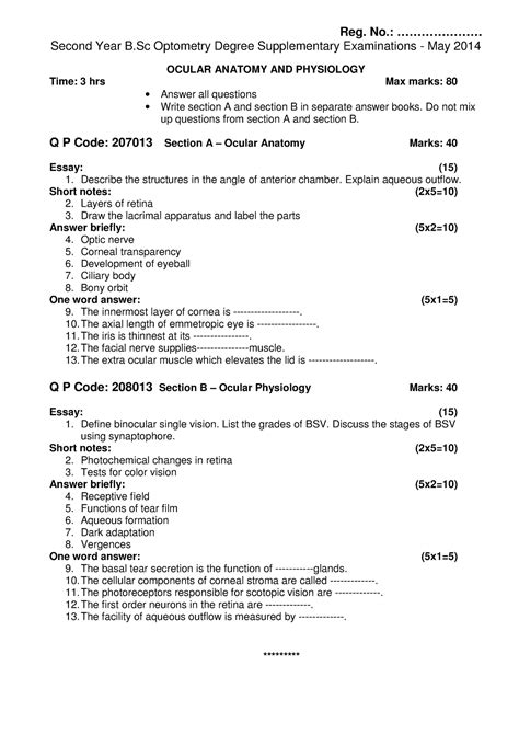 kuhs model question paper bsc optometry PDF