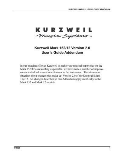 kurzweil mark 152 service manual Ebook Kindle Editon