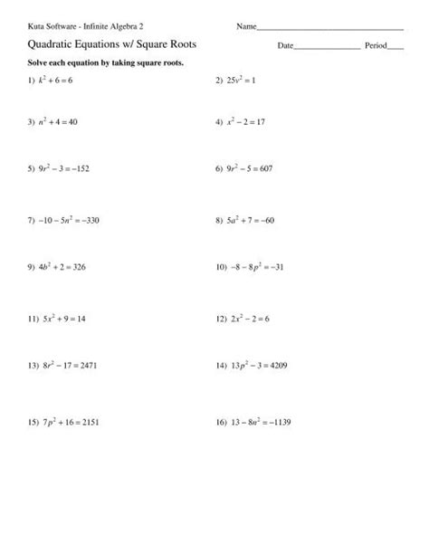 kuta software infinite algebra 2 solving quadratic equations by factoring answers PDF