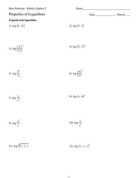 kuta software properties of logarithms answers PDF