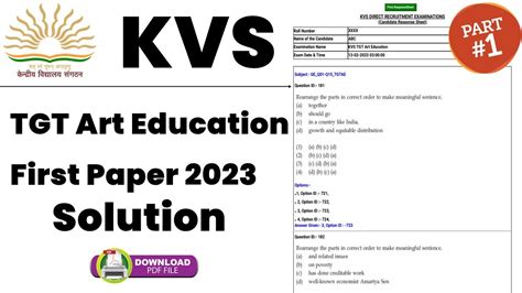 kvs art education question paper Reader