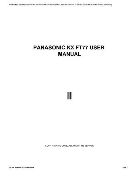 kx ft77 service manual Doc