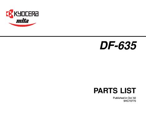 kyocera mita df 635 parts manual user guide PDF