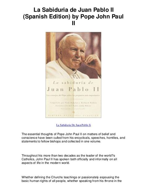 la sabiduria de juan pablo ii spanish edition Doc