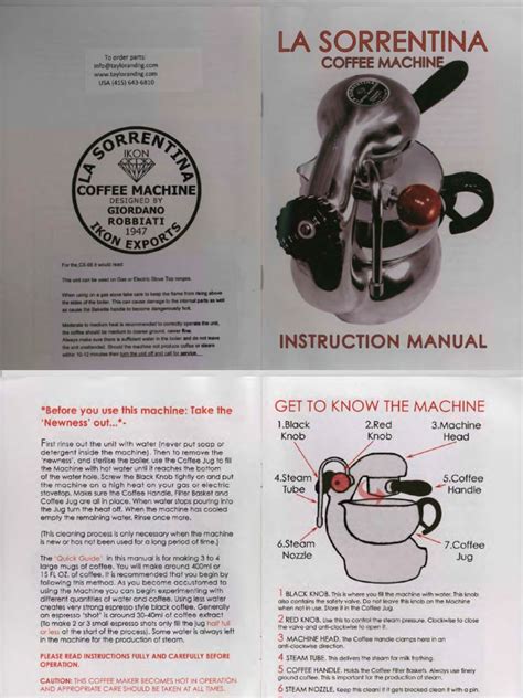 la sorrentina coffee machine user guide Kindle Editon