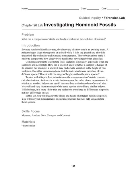 lab investigating hominid fossils answer key Epub