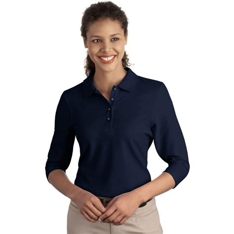 ladies 3 4 sleeve polo shirts