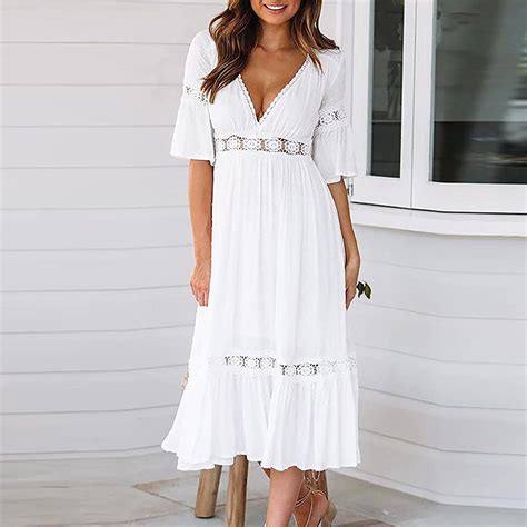 ladies summer white dresses