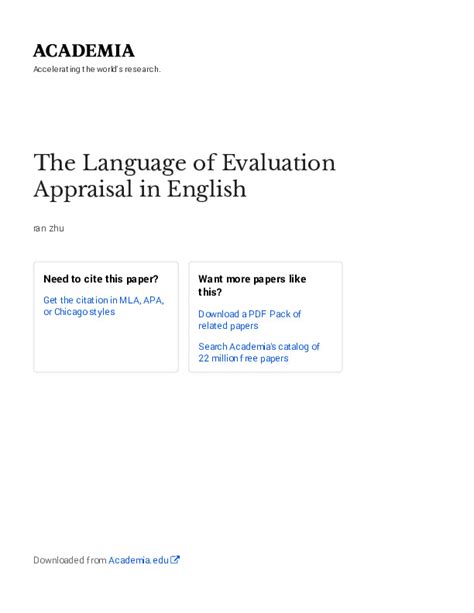 language of evaluation appraisal in english Kindle Editon