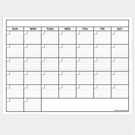 large blank box calendar Doc