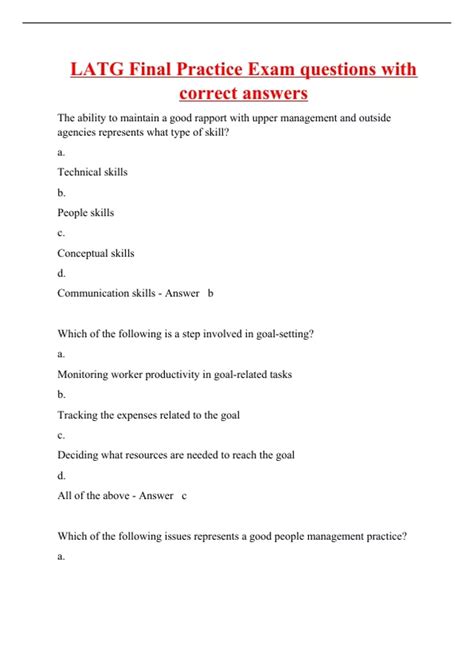 latg exam questions answers Reader