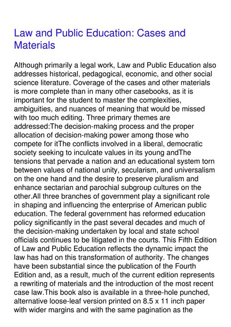 law and public education cases and materials PDF