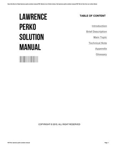 lawrence perko solution manual Epub