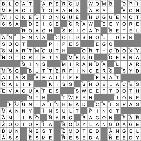 lax crossword puzzle answers