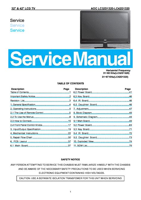 lcd tv service manual Doc