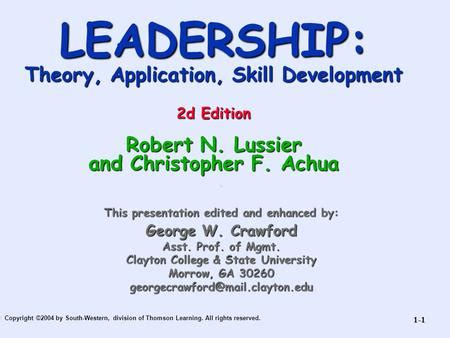 leadership theory application and skill development 4th edition PDF