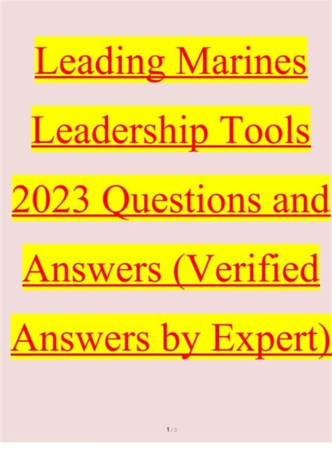 leading marines leadership tools answers Doc