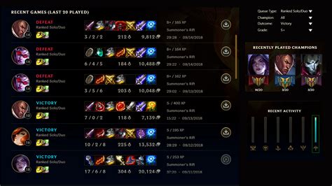 league of legends match history