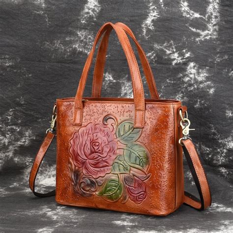 leather Genuine elegant flowers texture Doc