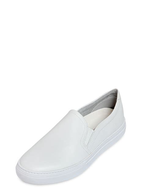 leather slip on sneakers white