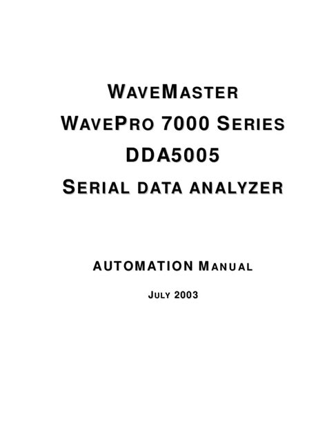 lecroy wavepro 7000 series automation user guide PDF