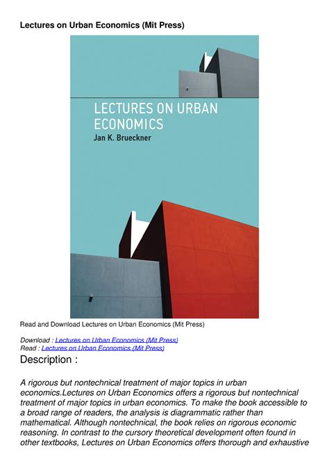 lectures on urban economics solution Kindle Editon