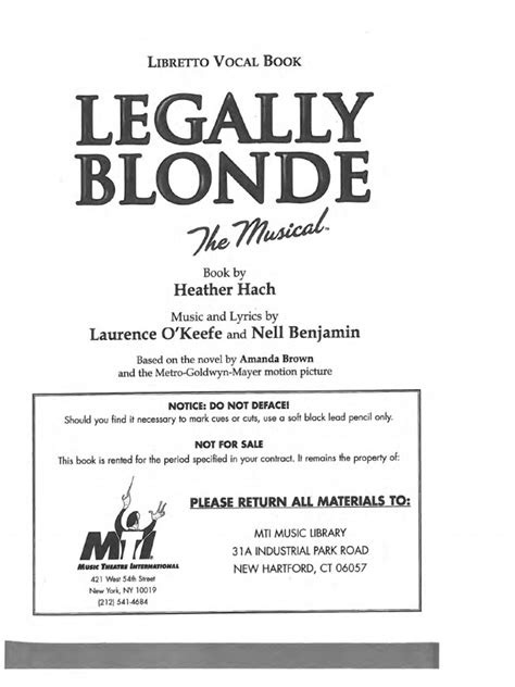 legally blonde musical script Ebook Doc