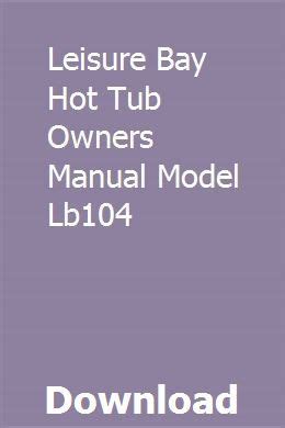 leisure bay eclipse hot tub owners manual Epub