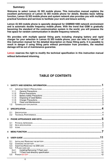 lemon iq303 mobile phone user manual PDF