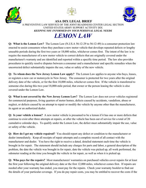 lemon law new jersey