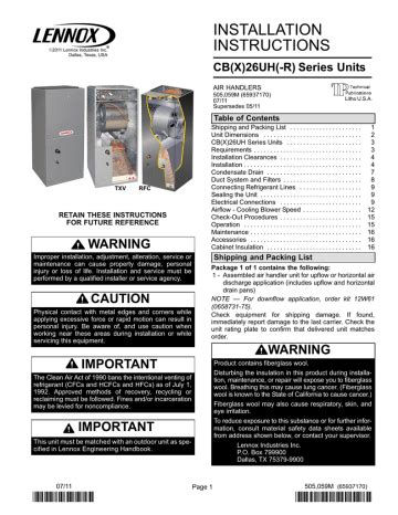 lennox cb26uh cbx26uh user guide Kindle Editon