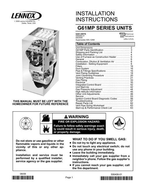 lennox g61 installation manual PDF