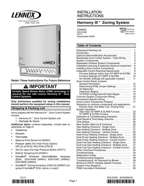 lennox harmony iii installation manual pdf Doc