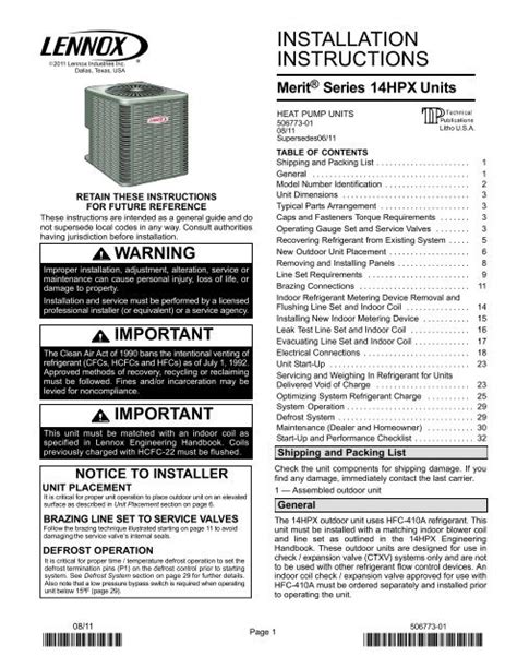 lennox heat pump manual Reader