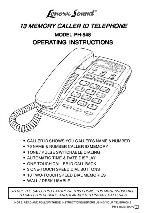 lenoxx ph 548 user guide PDF