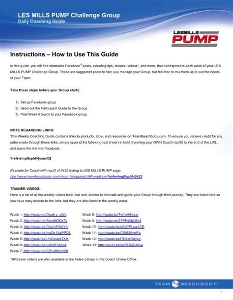 les mills pump 90 day challenge guide PDF