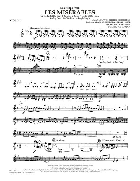 les miserables violin selections from Epub