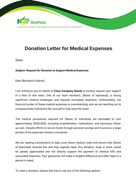 letter for donation for medical expenses Reader