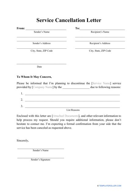 letter form for cancellation of security service pdf Doc