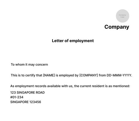 letter of employment singapore