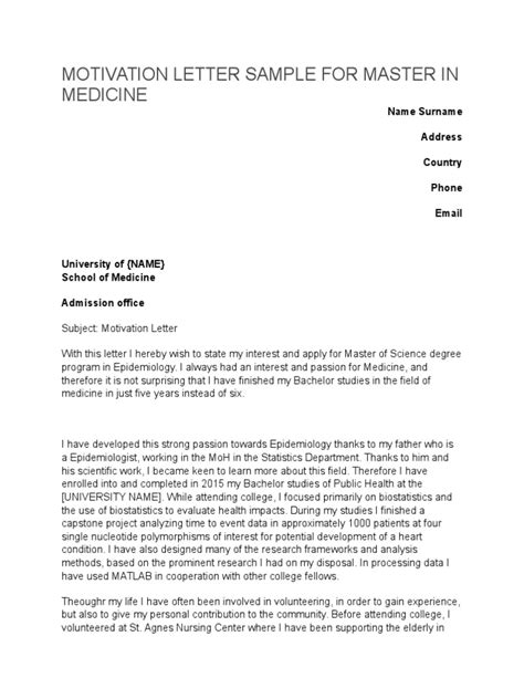 letter of motivation sample for molecular medicine Ebook Doc